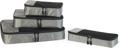 4-Piece Packing Cubes Travel Accessories Set, Luggage Organizer with Double Zipper, Mesh Top, Space-Saving, Medium, Sky Blue (Previously Amazon Basics)
