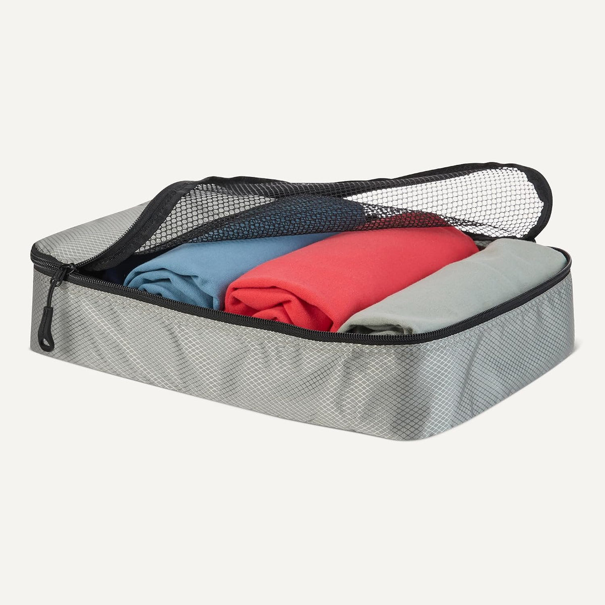 4-Piece Packing Cubes Travel Accessories Set, Luggage Organizer with Double Zipper, Mesh Top, Space-Saving, Medium, Sky Blue (Previously Amazon Basics)