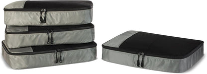 4-Piece Packing Cubes Travel Accessories Set, Luggage Organizer with Double Zipper, Mesh Top, Space-Saving, Medium, Sky Blue (Previously Amazon Basics)