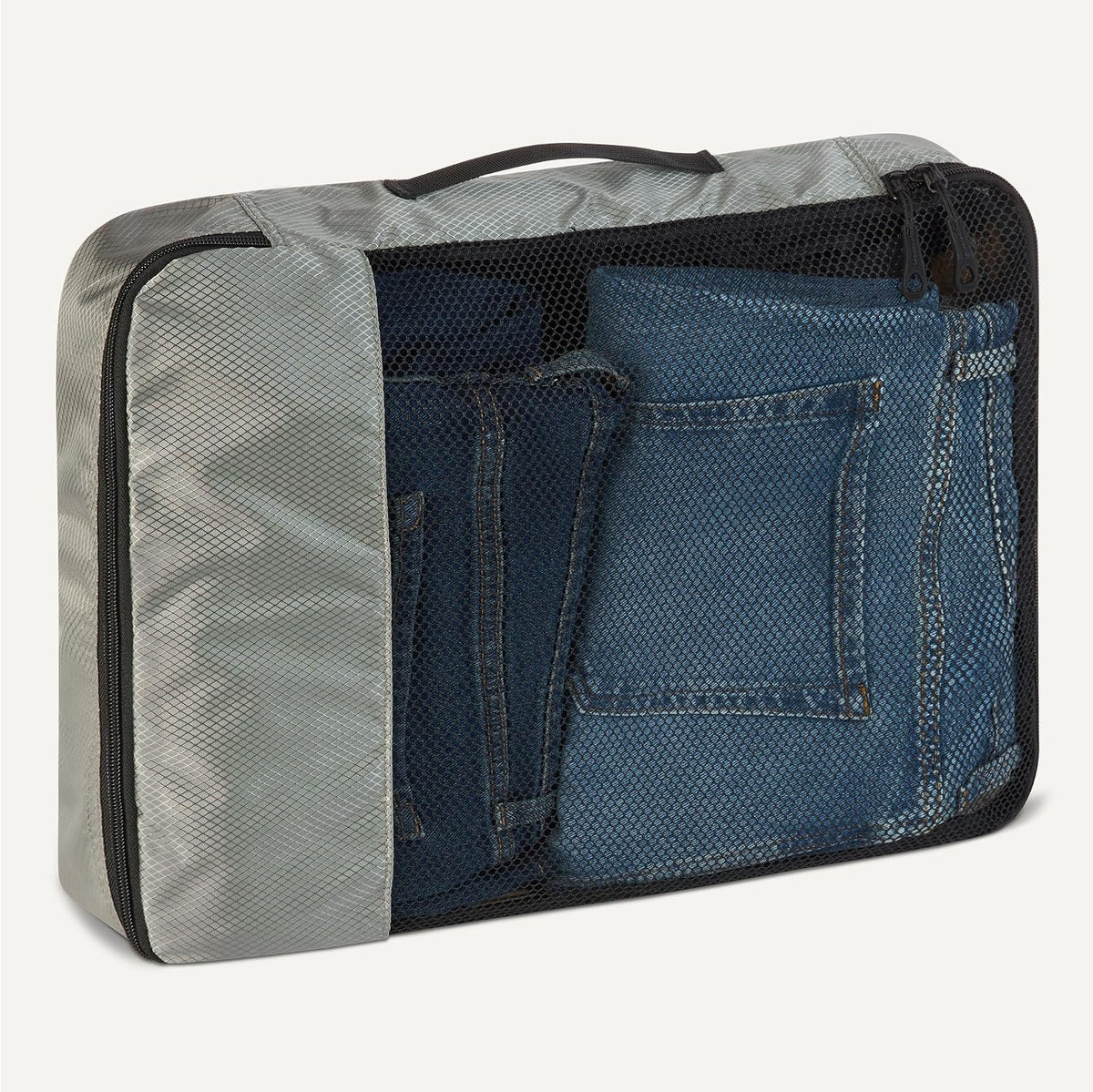 4-Piece Packing Cubes Travel Accessories Set, Luggage Organizer with Double Zipper, Mesh Top, Space-Saving, Medium, Sky Blue (Previously Amazon Basics)