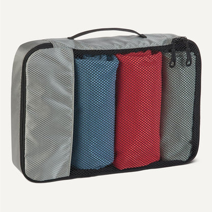 4-Piece Packing Cubes Travel Accessories Set, Luggage Organizer with Double Zipper, Mesh Top, Space-Saving, Medium, Sky Blue (Previously Amazon Basics)