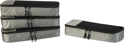 4-Piece Packing Cubes Travel Accessories Set, Luggage Organizer with Double Zipper, Mesh Top, Space-Saving, Medium, Sky Blue (Previously Amazon Basics)