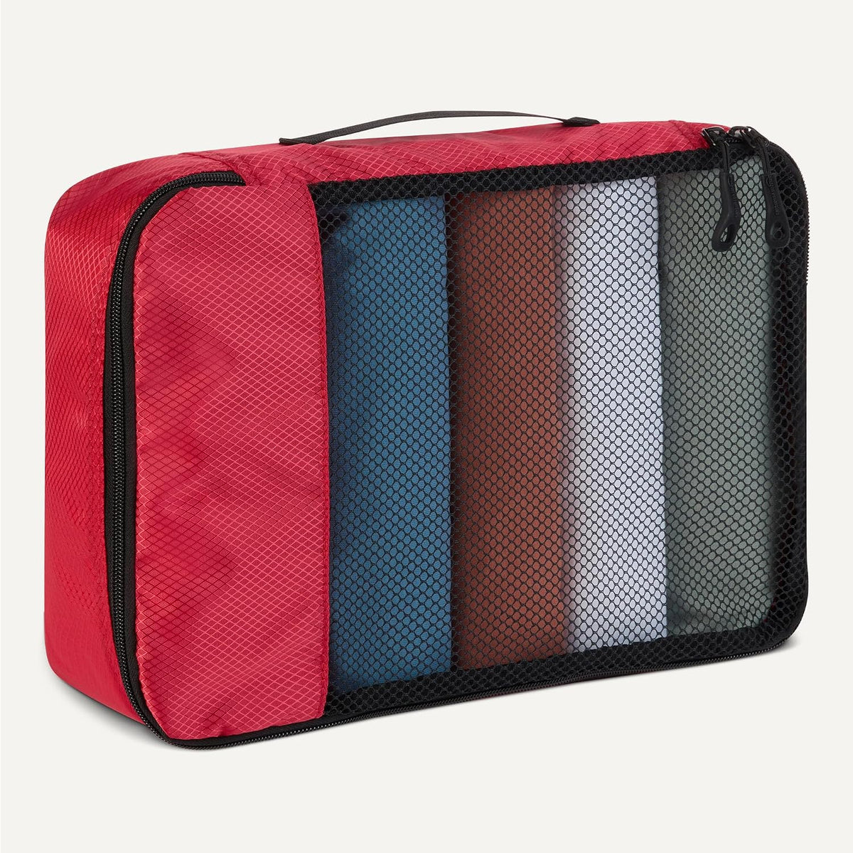 4-Piece Packing Cubes Travel Accessories Set, Luggage Organizer with Double Zipper, Mesh Top, Space-Saving, Medium, Sky Blue (Previously Amazon Basics)