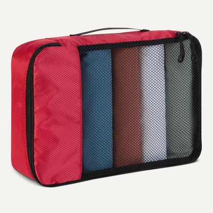 4-Piece Packing Cubes Travel Accessories Set, Luggage Organizer with Double Zipper, Mesh Top, Space-Saving, Medium, Sky Blue (Previously Amazon Basics)