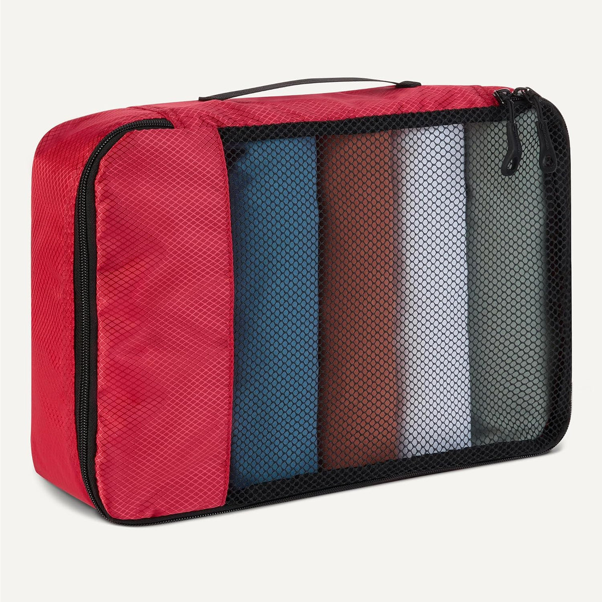 4-Piece Packing Cubes Travel Accessories Set, Luggage Organizer with Double Zipper, Mesh Top, Space-Saving, Medium, Sky Blue (Previously Amazon Basics)