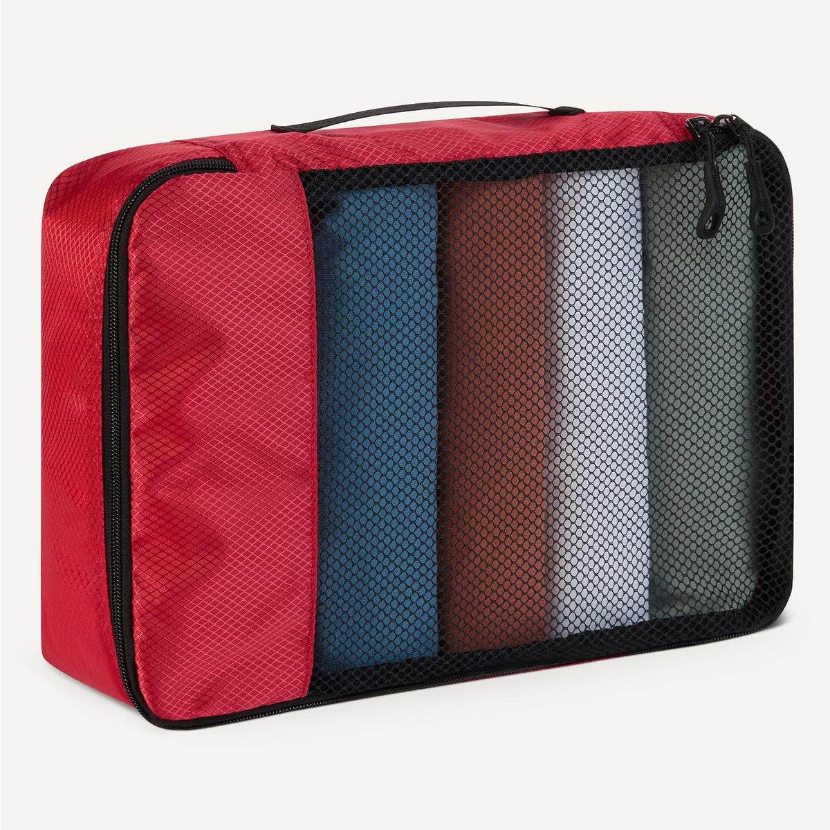 4-Piece Packing Cubes Travel Accessories Set, Luggage Organizer with Double Zipper, Mesh Top, Space-Saving, Medium, Sky Blue (Previously Amazon Basics)