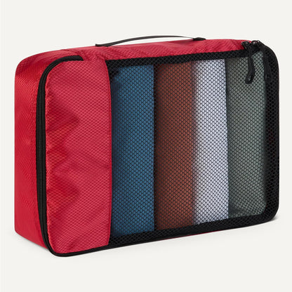 4-Piece Packing Cubes Travel Accessories Set, Luggage Organizer with Double Zipper, Mesh Top, Space-Saving, Medium, Sky Blue (Previously Amazon Basics)