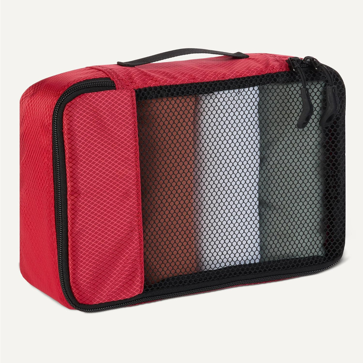 4-Piece Packing Cubes Travel Accessories Set, Luggage Organizer with Double Zipper, Mesh Top, Space-Saving, Medium, Sky Blue (Previously Amazon Basics)