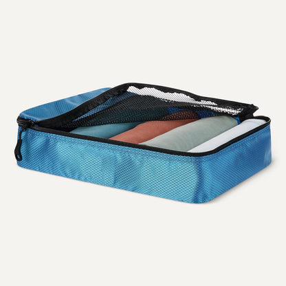 4-Piece Packing Cubes Travel Accessories Set, Luggage Organizer with Double Zipper, Mesh Top, Space-Saving, Medium, Sky Blue (Previously Amazon Basics)