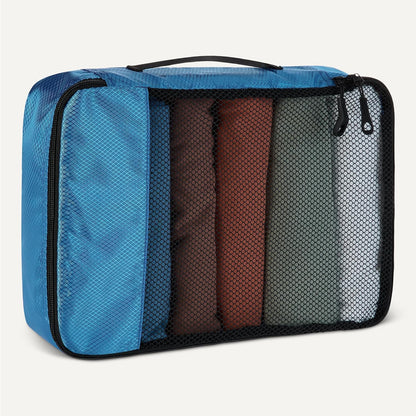 4-Piece Packing Cubes Travel Accessories Set, Luggage Organizer with Double Zipper, Mesh Top, Space-Saving, Medium, Sky Blue (Previously Amazon Basics)