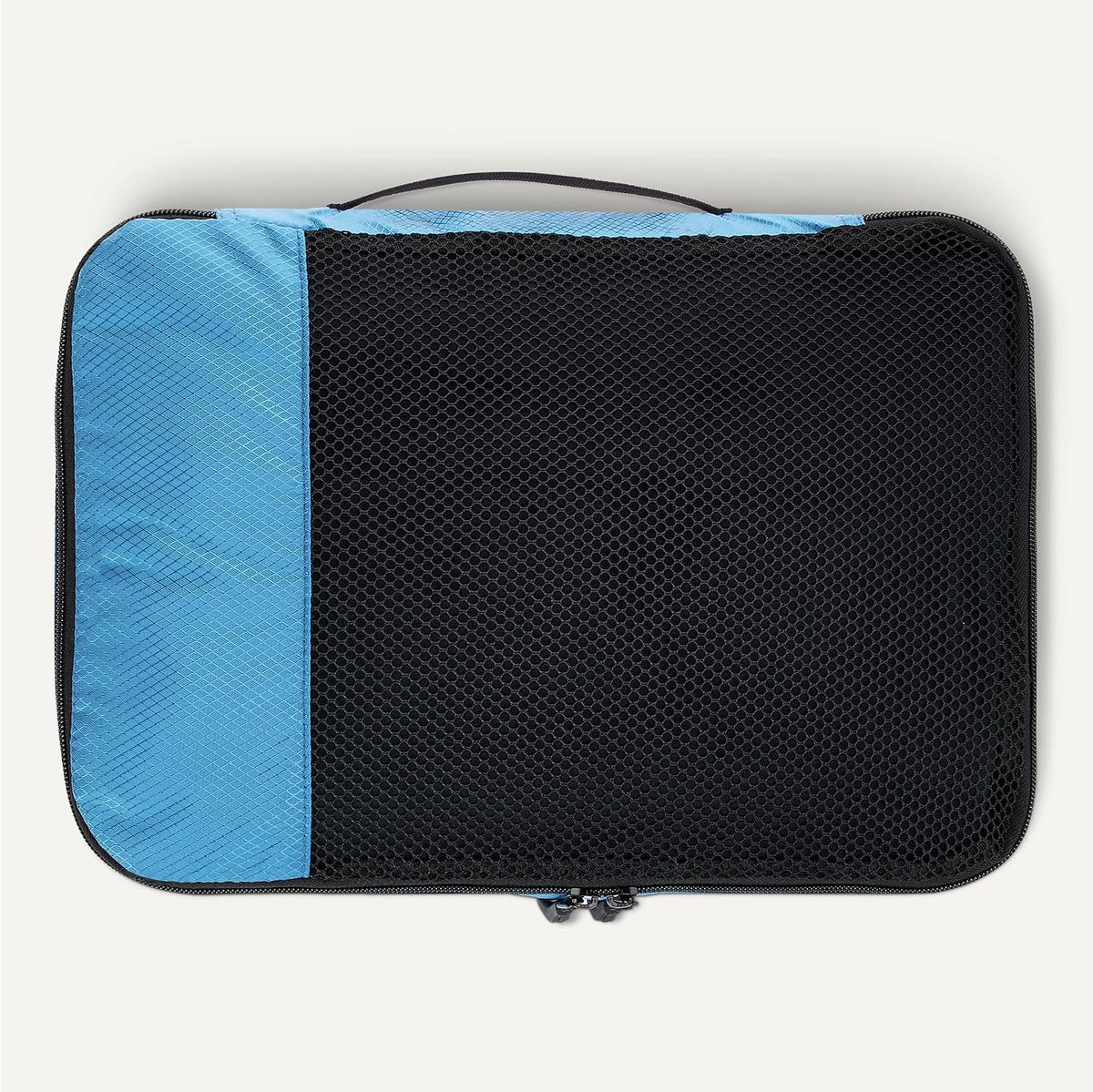 4-Piece Packing Cubes Travel Accessories Set, Luggage Organizer with Double Zipper, Mesh Top, Space-Saving, Medium, Sky Blue (Previously Amazon Basics)