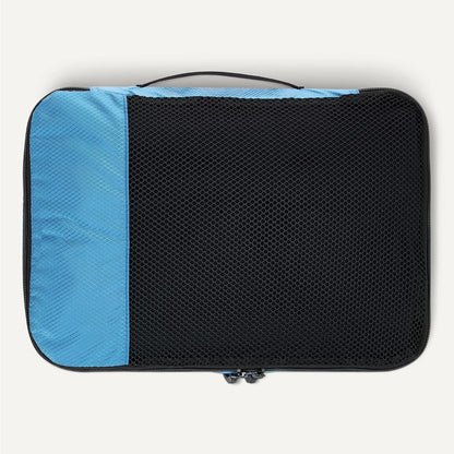 4-Piece Packing Cubes Travel Accessories Set, Luggage Organizer with Double Zipper, Mesh Top, Space-Saving, Medium, Sky Blue (Previously Amazon Basics)