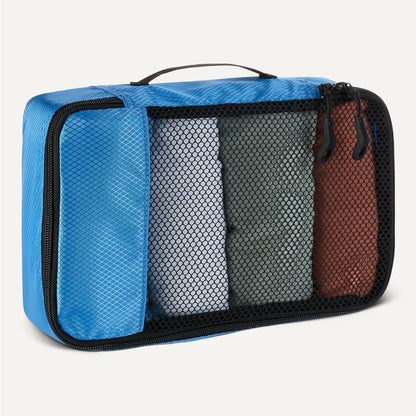 4-Piece Packing Cubes Travel Accessories Set, Luggage Organizer with Double Zipper, Mesh Top, Space-Saving, Medium, Sky Blue (Previously Amazon Basics)
