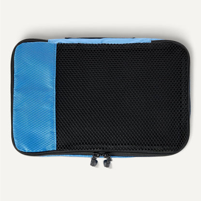 4-Piece Packing Cubes Travel Accessories Set, Luggage Organizer with Double Zipper, Mesh Top, Space-Saving, Medium, Sky Blue (Previously Amazon Basics)