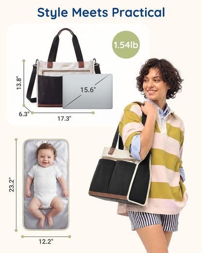 Canvas Diaper Bag Tote Stylish Mommy Baby Hospital Bag