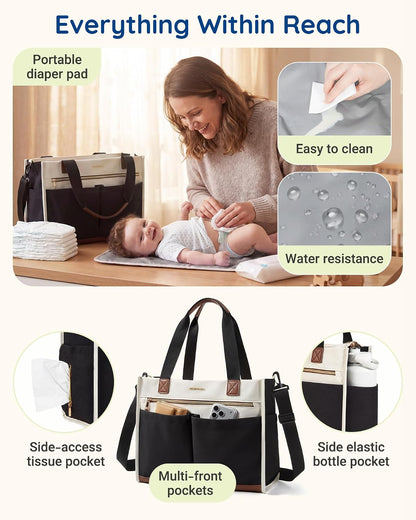 Canvas Diaper Bag Tote Stylish Mommy Baby Hospital Bag
