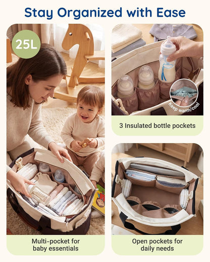 Canvas Diaper Bag Tote Stylish Mommy Baby Hospital Bag