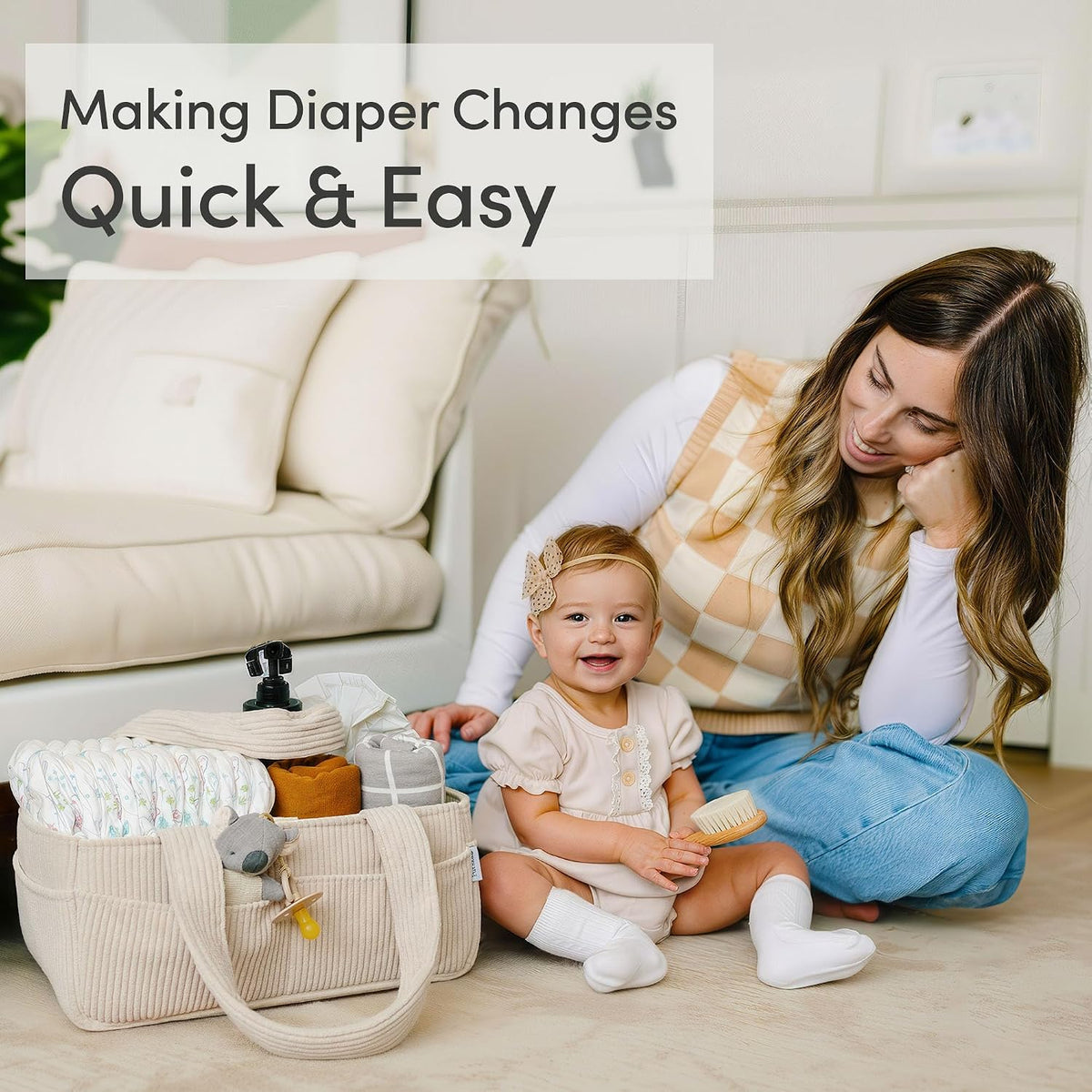 Baby Diaper Caddy Organizer, Nursery Basket