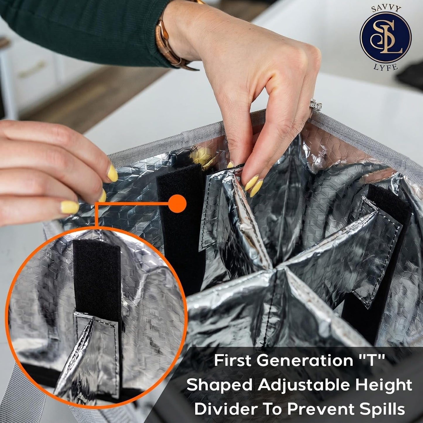 Reusable Drink Carrier with Handle – Tip-Resistant 4 Cup Carrier with Shoulder Strap for Delivery – Insulated, Foldable, Adjustable Dividers – Portable Caddy Tote Bag, Drink Holder for Car