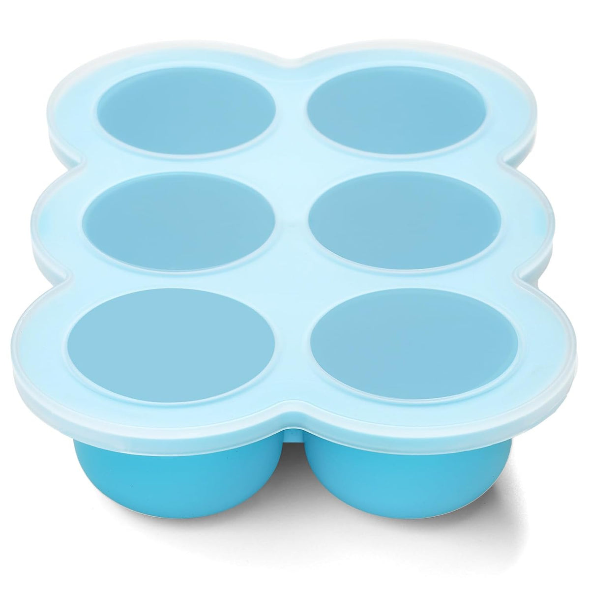 Silicone Baby Food Freezer Tray with Clip-on Lid, 6 x 3 oz, Blue