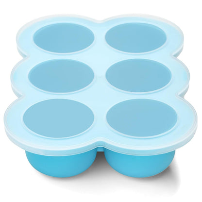 Silicone Baby Food Freezer Tray with Clip-on Lid, 6 x 3 oz, Blue