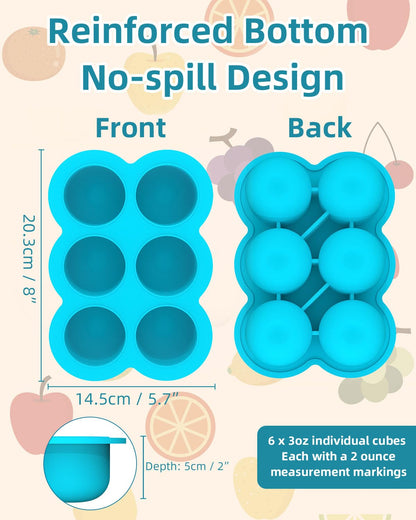 Silicone Baby Food Freezer Tray with Clip-on Lid, 6 x 3 oz, Blue