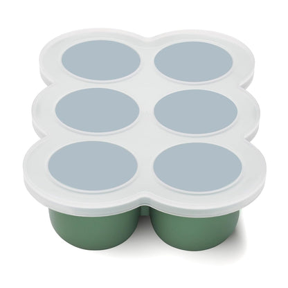 Silicone Baby Food Freezer Tray with Clip-on Lid, 6 x 3 oz, Blue
