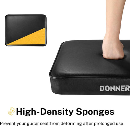 Piano Bench, Adjustable Keyboard Bench Portable Stool Collapsible Chair Foldable Seat X-Style, 2.4 Inch Thickness High-Density Sponge Padded, Non-Skid Design, Black