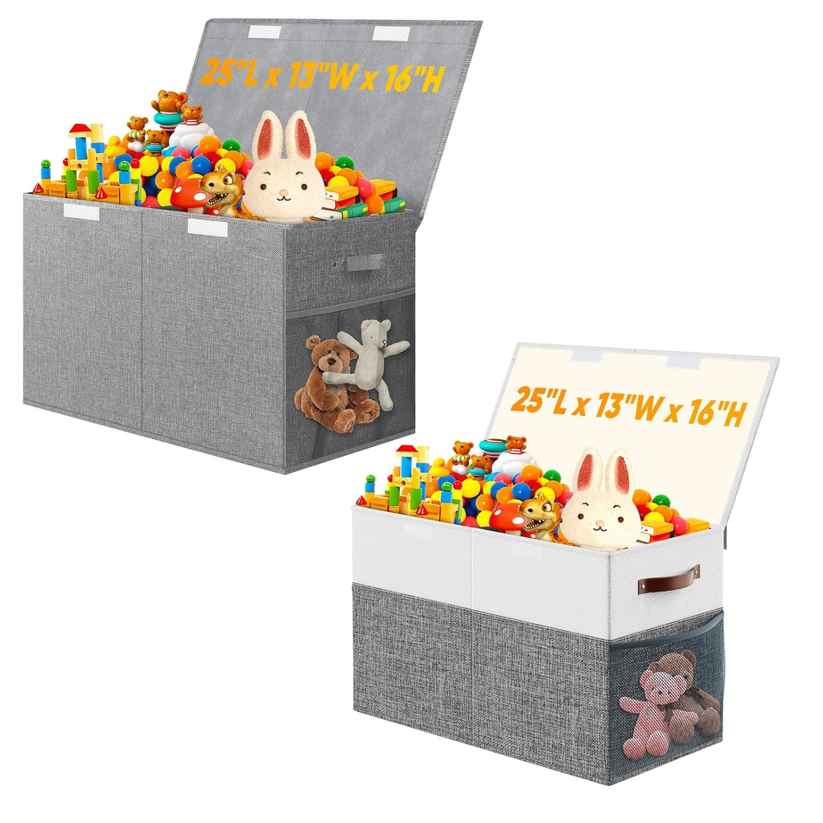 Large Toy Box, Collapsible Storage Bins with Lids, Toy Storage Organizer Toddler Bin Boxes for Kids, Boys, Girls, Toys Chest Storage Basket for Nursery, Living Room, Playroom, Bedroom