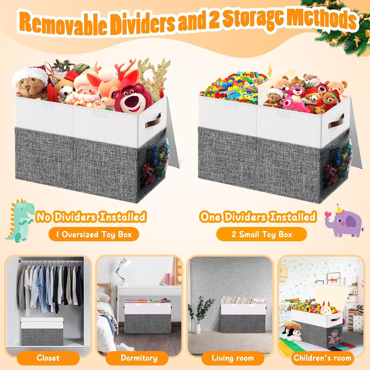 Large Toy Box, Collapsible Storage Bins with Lids, Toy Storage Organizer Toddler Bin Boxes for Kids, Boys, Girls, Toys Chest Storage Basket for Nursery, Living Room, Playroom, Bedroom