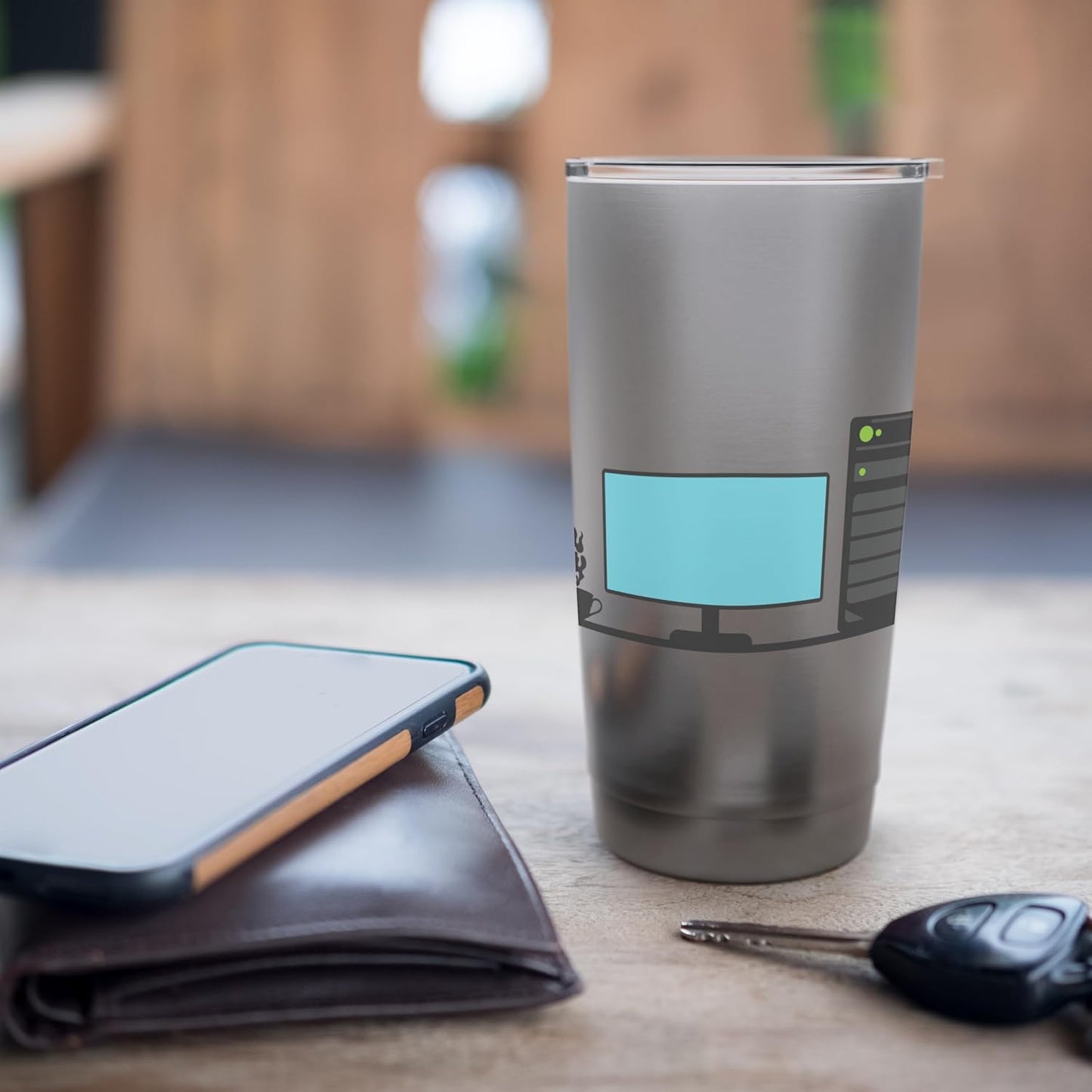 Office Desk with a Calming Tea Blend Stainless Steel Insulated Tumbler