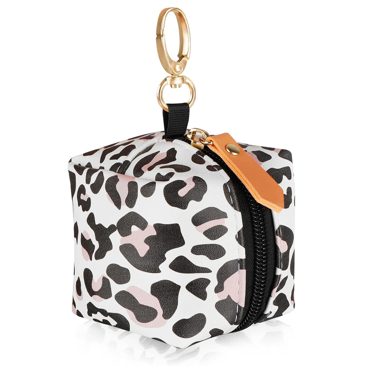Baby Pacifier Case with Clip, Baby Pacifier Holder Pouch Box for Diaper Bag, Holds 2 Pacifiers for Travel Outdoor Activities, Small Baby Utensils,Black Leopard