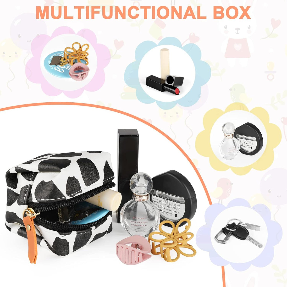 Baby Pacifier Case with Clip, Baby Pacifier Holder Pouch Box for Diaper Bag, Holds 2 Pacifiers for Travel Outdoor Activities, Small Baby Utensils,Black Leopard