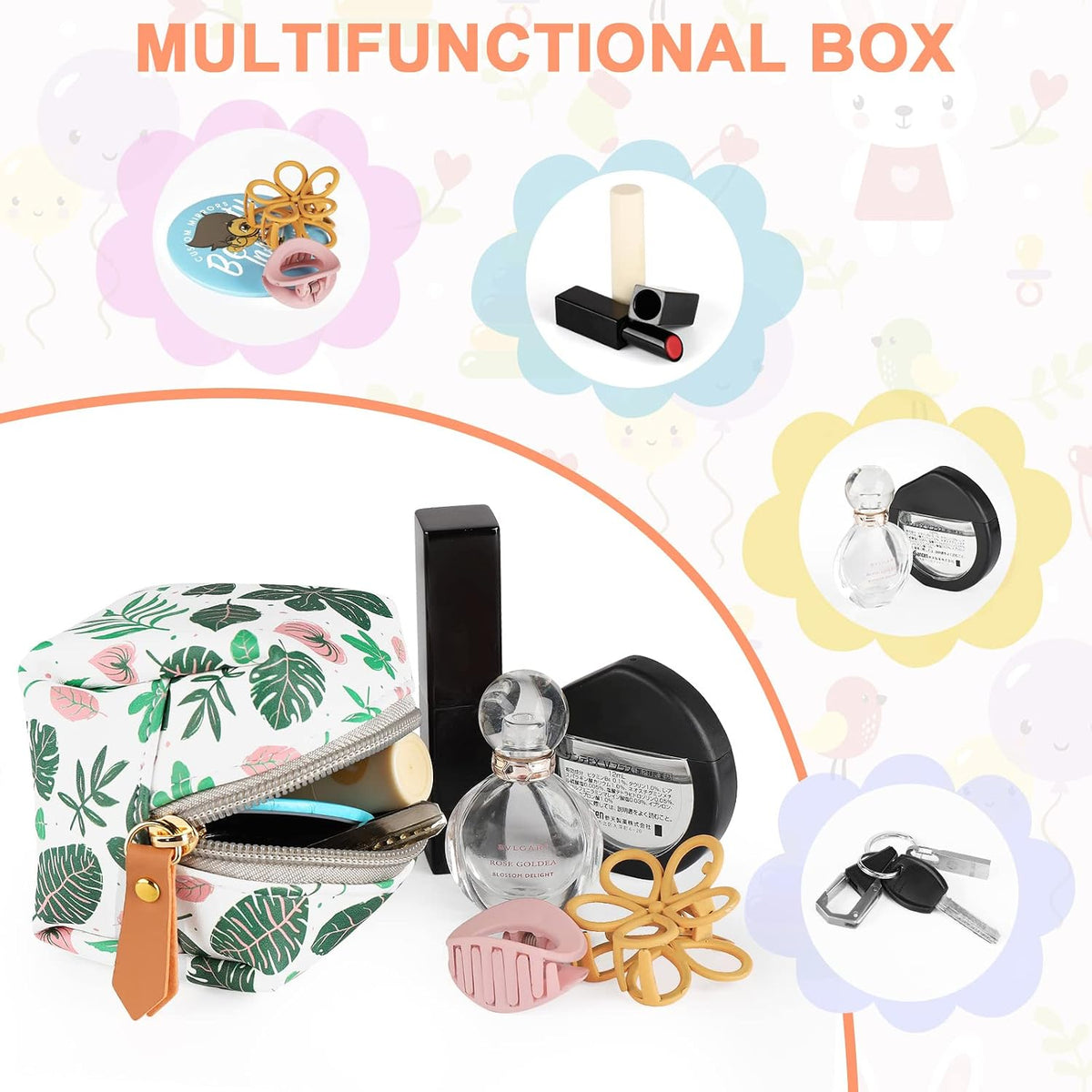Baby Pacifier Case with Clip, Baby Pacifier Holder Pouch Box for Diaper Bag, Holds 2 Pacifiers for Travel Outdoor Activities, Small Baby Utensils,Black Leopard