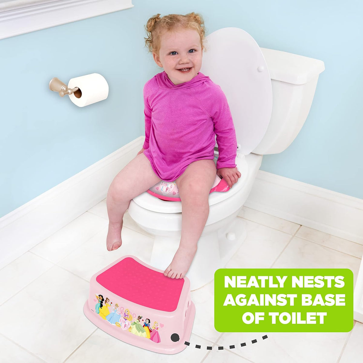 Princess Loving Life Step Stool - Kids Step Stool, Potty Training, Non-Slip, Bathroom, Kitchen, Lightweight