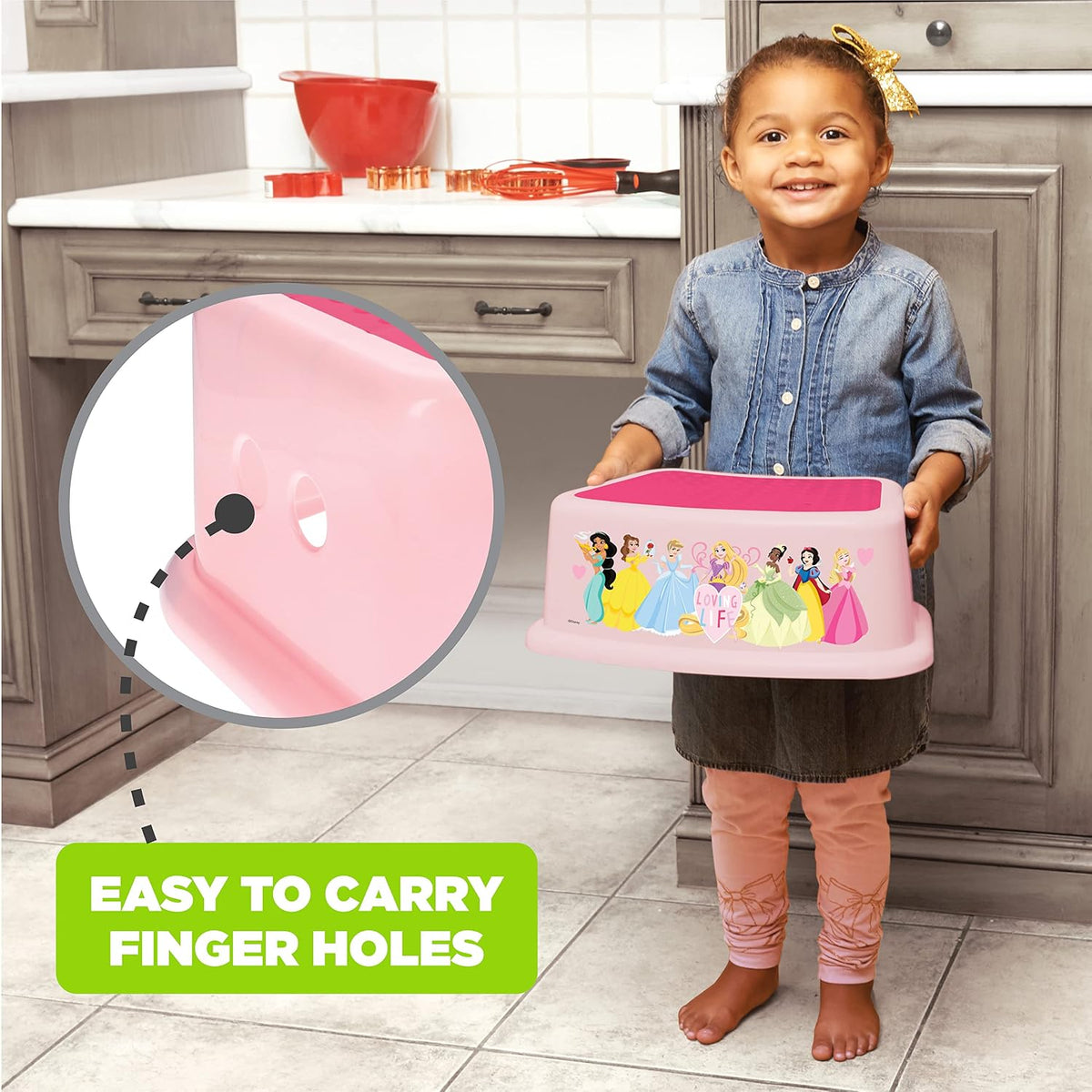 Princess Loving Life Step Stool - Kids Step Stool, Potty Training, Non-Slip, Bathroom, Kitchen, Lightweight