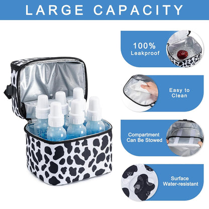 Breastmilk Cooler Bag with Ice Pack Fits 6 Baby Bottles up to 9 Ounce, Breast Milk Pump Cooler Bag with Shoulder Strap for Nursing Mom Daycare, Work, Travel- Black