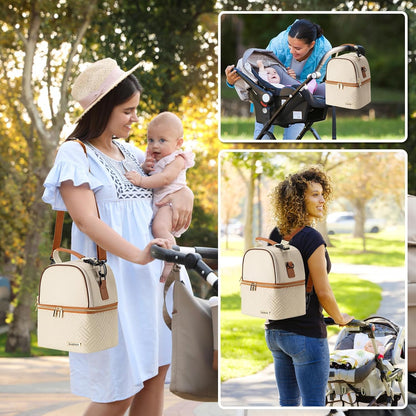 Breastmilk Cooler Bag with Ice Pack Fits 6 Baby Bottles up to 9 Ounce, Breast Milk Pump Cooler Bag with Shoulder Strap for Nursing Mom Daycare, Work, Travel- Black