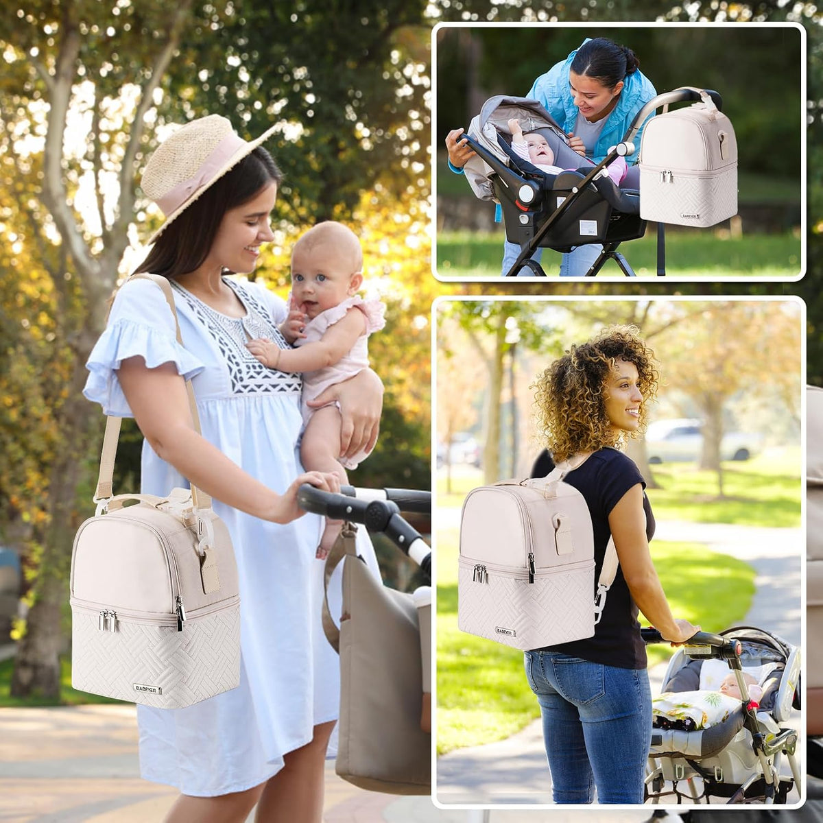 Breastmilk Cooler Bag with Ice Pack Fits 6 Baby Bottles up to 9 Ounce, Breast Milk Pump Cooler Bag with Shoulder Strap for Nursing Mom Daycare, Work, Travel- Black