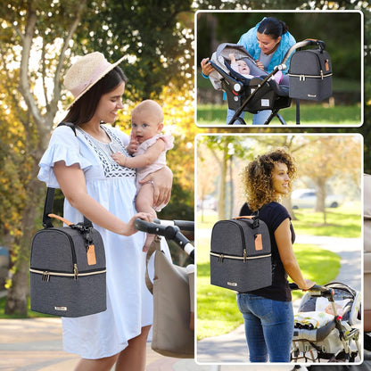 Breastmilk Cooler Bag with Ice Pack Fits 6 Baby Bottles up to 9 Ounce, Breast Milk Pump Cooler Bag with Shoulder Strap for Nursing Mom Daycare, Work, Travel- Black