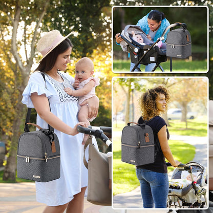 Breastmilk Cooler Bag with Ice Pack Fits 6 Baby Bottles up to 9 Ounce, Breast Milk Pump Cooler Bag with Shoulder Strap for Nursing Mom Daycare, Work, Travel- Black
