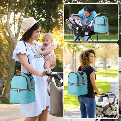 Breastmilk Cooler Bag with Ice Pack Fits 6 Baby Bottles up to 9 Ounce, Breast Milk Pump Cooler Bag with Shoulder Strap for Nursing Mom Daycare, Work, Travel- Black