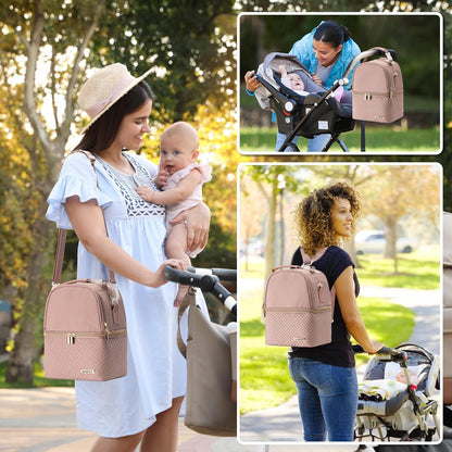 Breastmilk Cooler Bag with Ice Pack Fits 6 Baby Bottles up to 9 Ounce, Breast Milk Pump Cooler Bag with Shoulder Strap for Nursing Mom Daycare, Work, Travel- Black