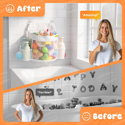 3 Compartments Bath Toy Storage Corner Bath Toy Holder for Bathtub
