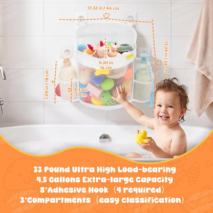 3 Compartments Bath Toy Storage Corner Bath Toy Holder for Bathtub
