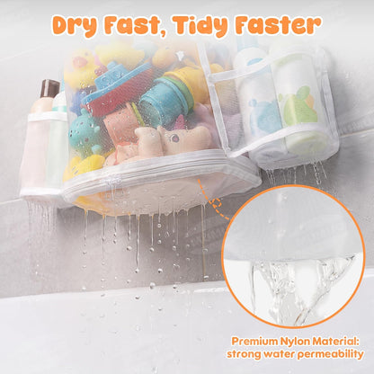 3 Compartments Bath Toy Storage Corner Bath Toy Holder for Bathtub