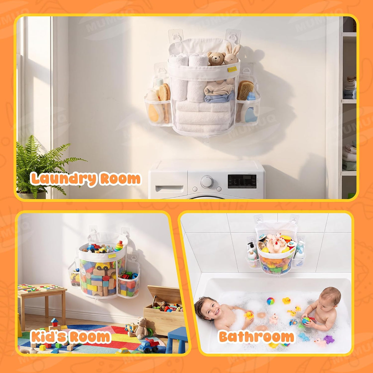 3 Compartments Bath Toy Storage Corner Bath Toy Holder for Bathtub