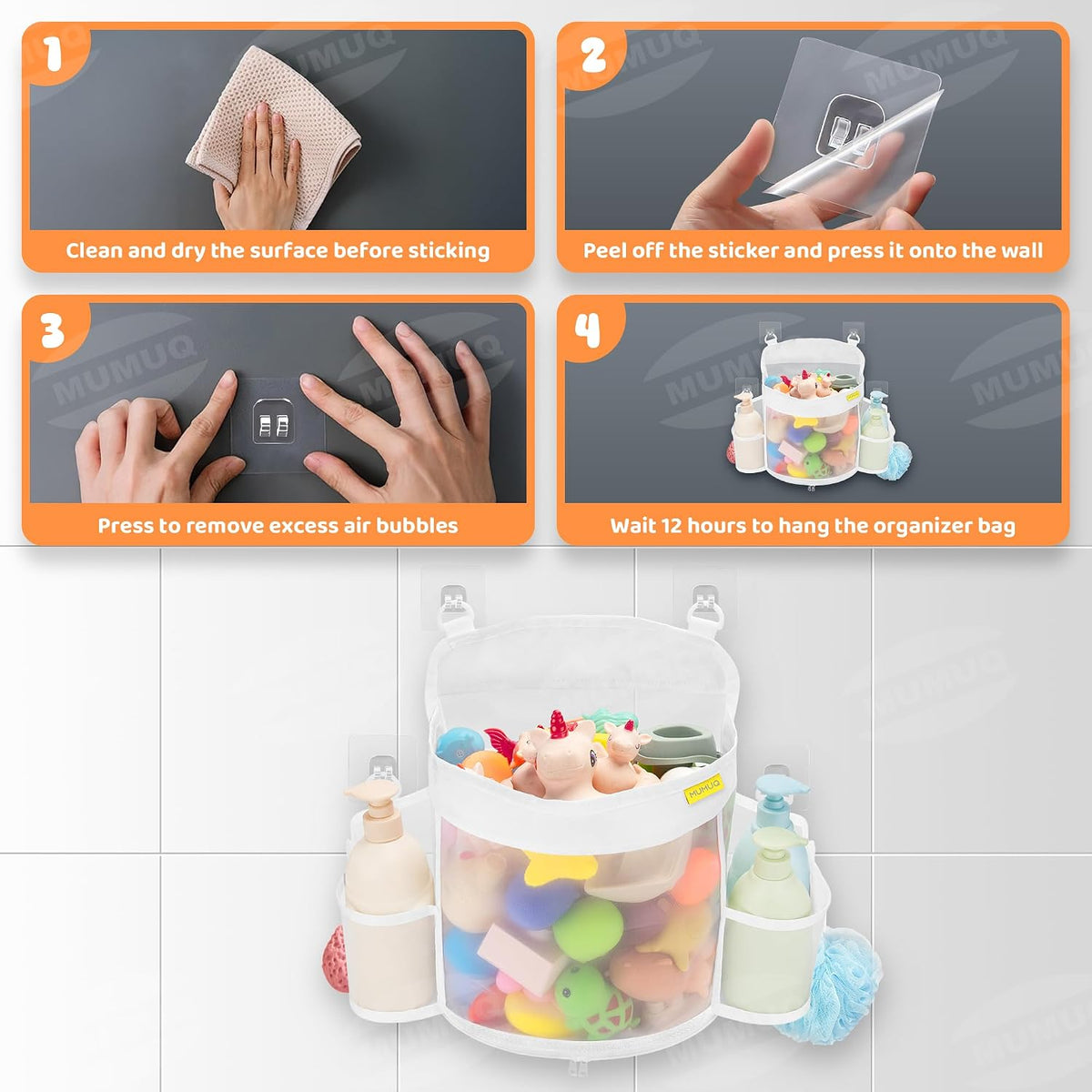 3 Compartments Bath Toy Storage Corner Bath Toy Holder for Bathtub