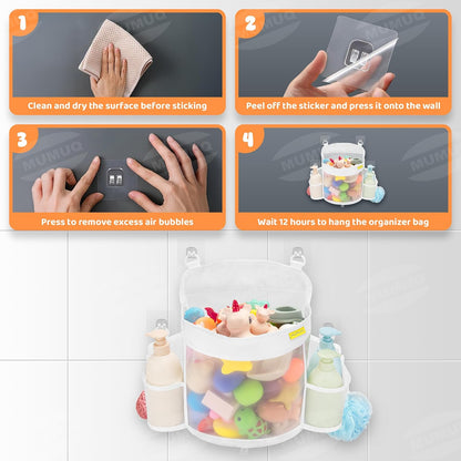 3 Compartments Bath Toy Storage Corner Bath Toy Holder for Bathtub