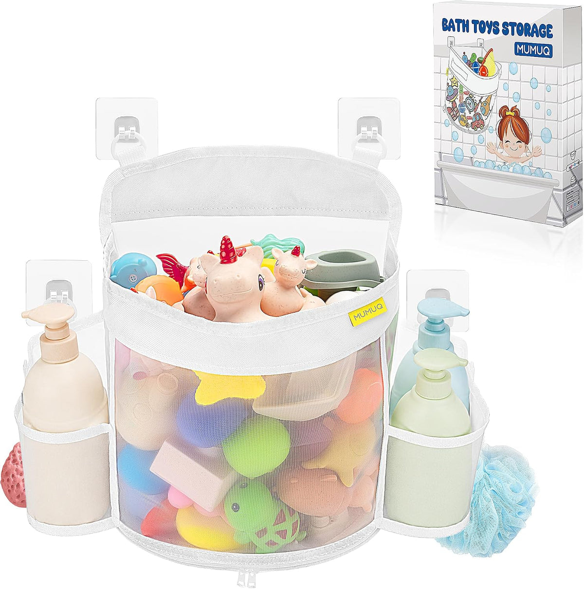 3 Compartments Bath Toy Storage Corner Bath Toy Holder for Bathtub